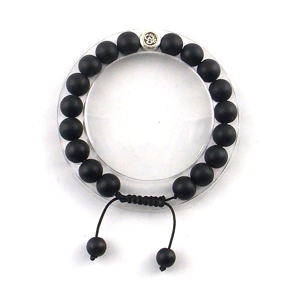 Pulsera de macrame de piedra natural de Shaligram con Om de 10mm