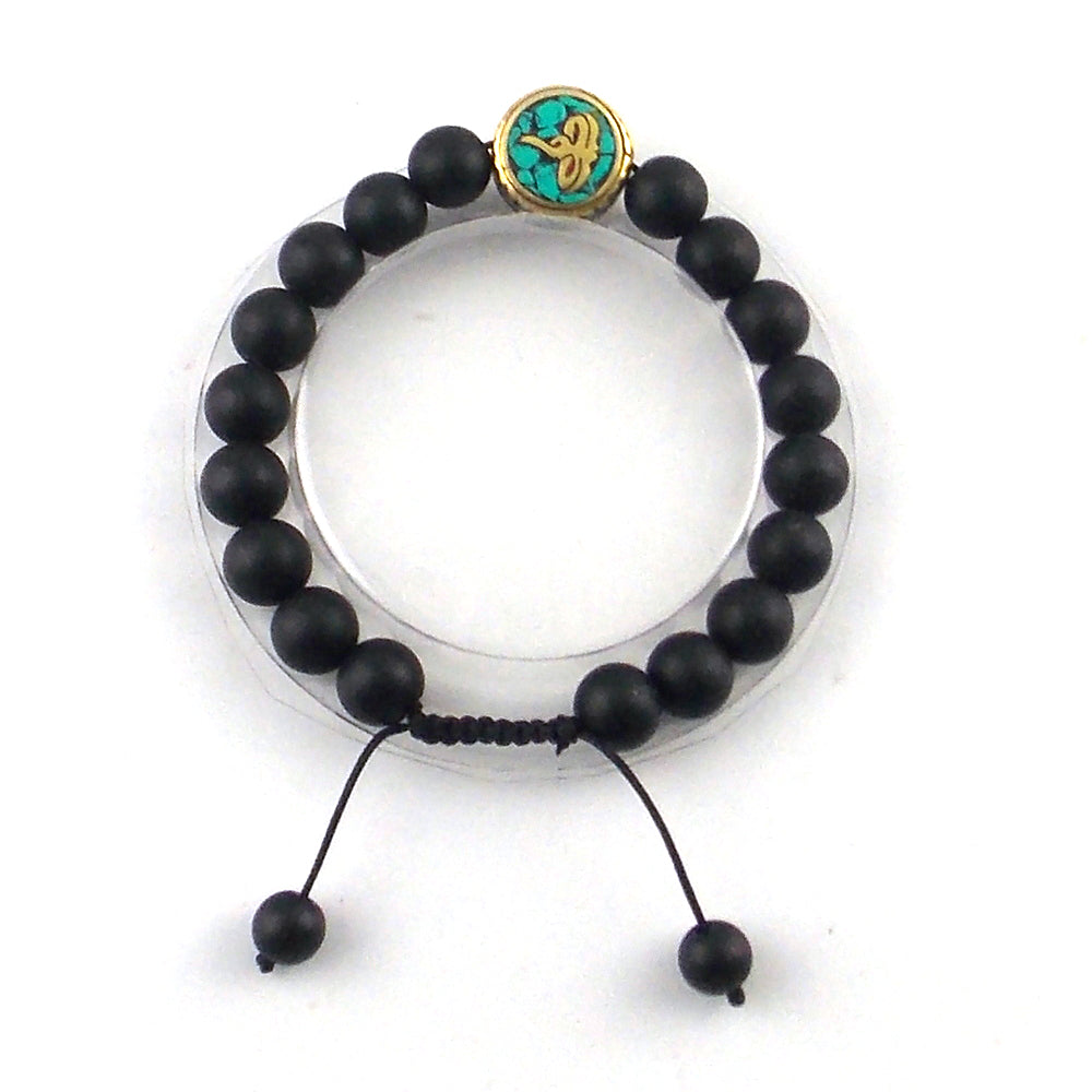 Pulsera de macrame de piedra natural de Shaligram con cuenta tibetana de 10mm