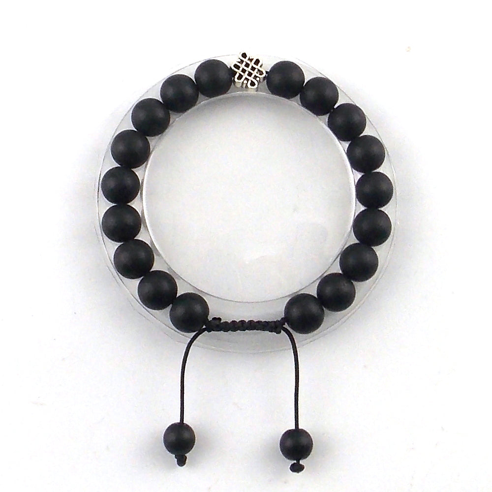 Pulsera de macrame de piedra natural de Shaligram con nudo sin fin de 10mm