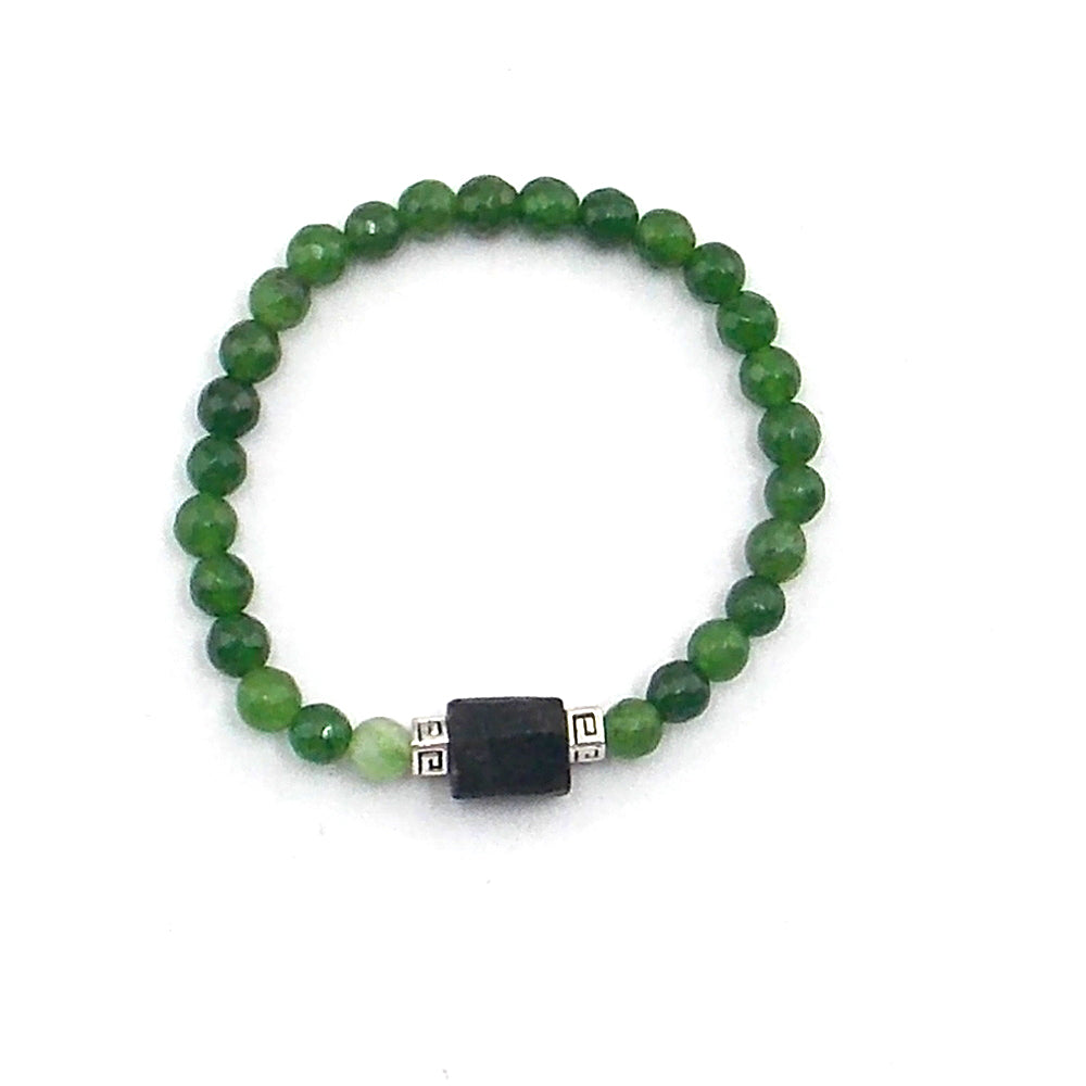 Pulsera de piedra natural de Jade de 6mm con Turmalina