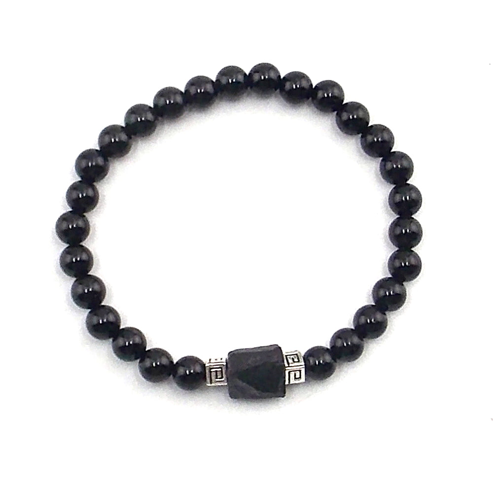 Pulsera de piedra natural de Onix de 6mm con Turmalina