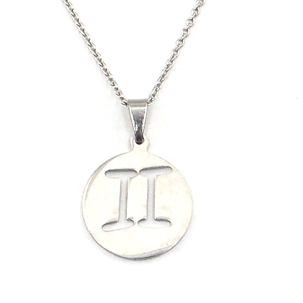 Colgante de acero del signo de zodiaco de Geminis
