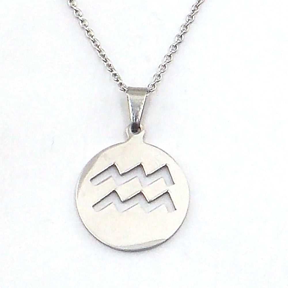 Colgante de acero del signo de zodiaco de Acuario