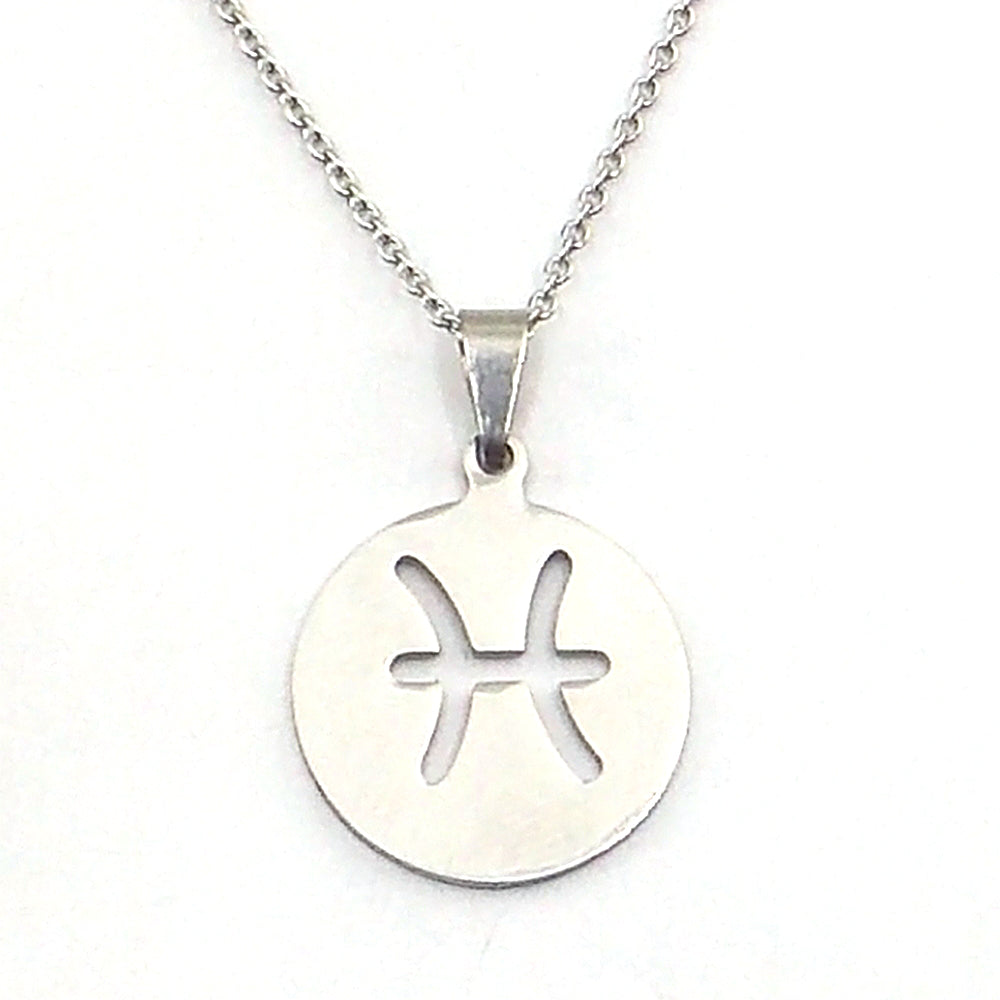 Colgante de acero del signo de zodiaco de piscis