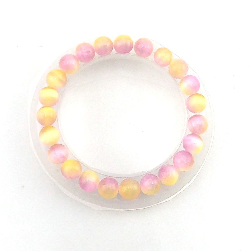 Pulsera de piedra natural de Selenita de 8mm (anaranjado/rosa)