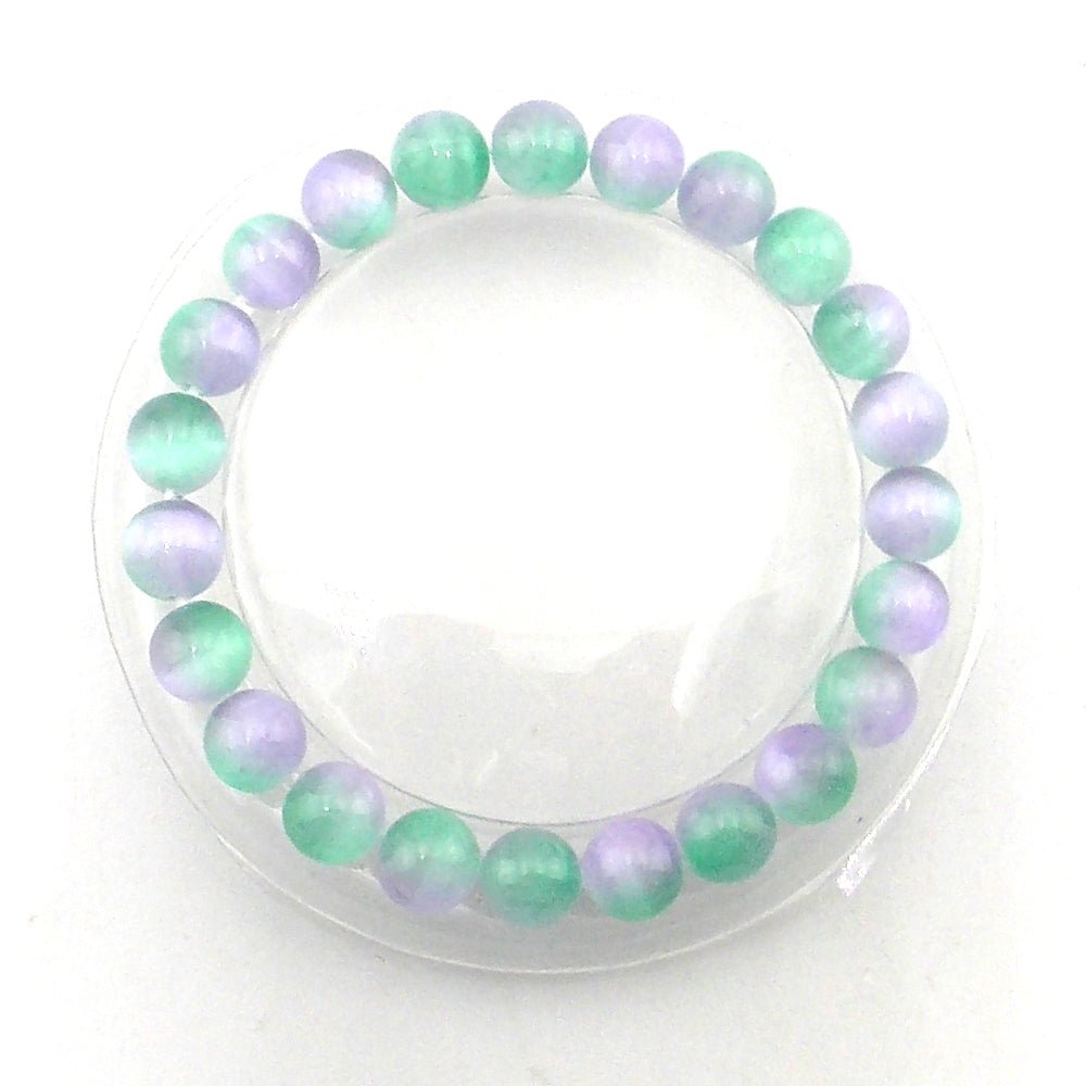 Pulsera de piedra natural de Selenita de 8mm (verde/morado)