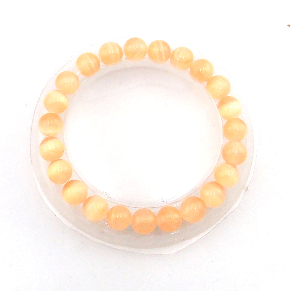 Pulsera de piedra natural de Selenita de 8mm (naranja)