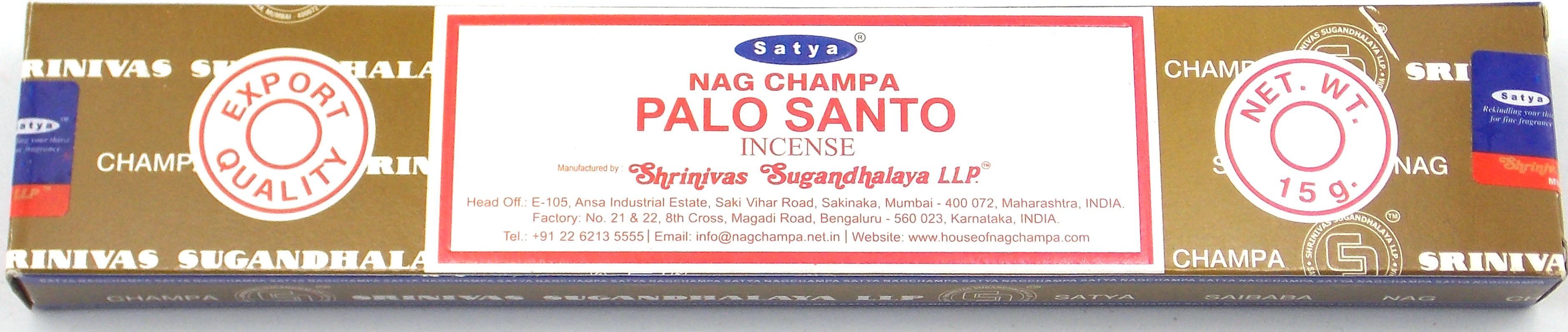 Incienso marca Satya fragancia Palo Santo