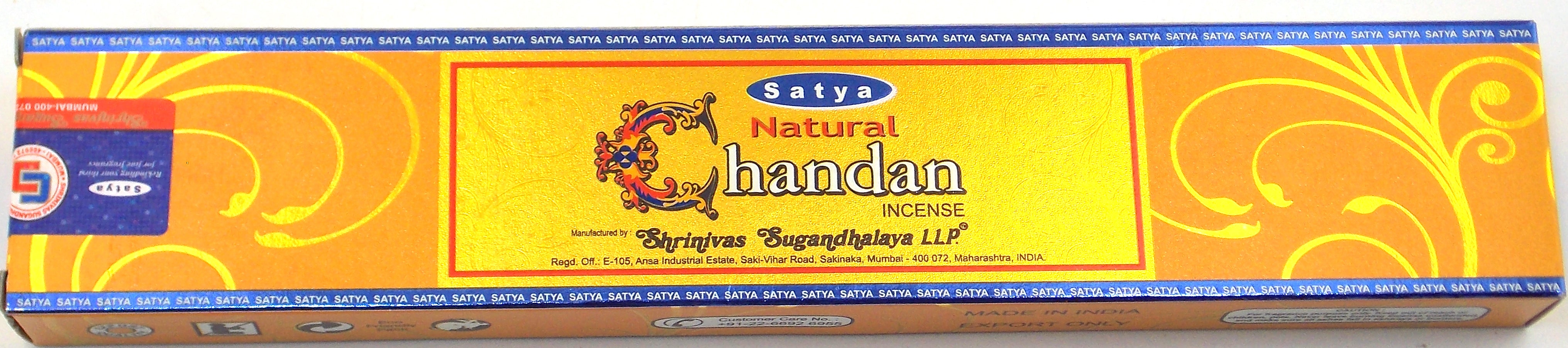 INCIENSO DE MARCA SATYA FRAGANCIA CHANDAN