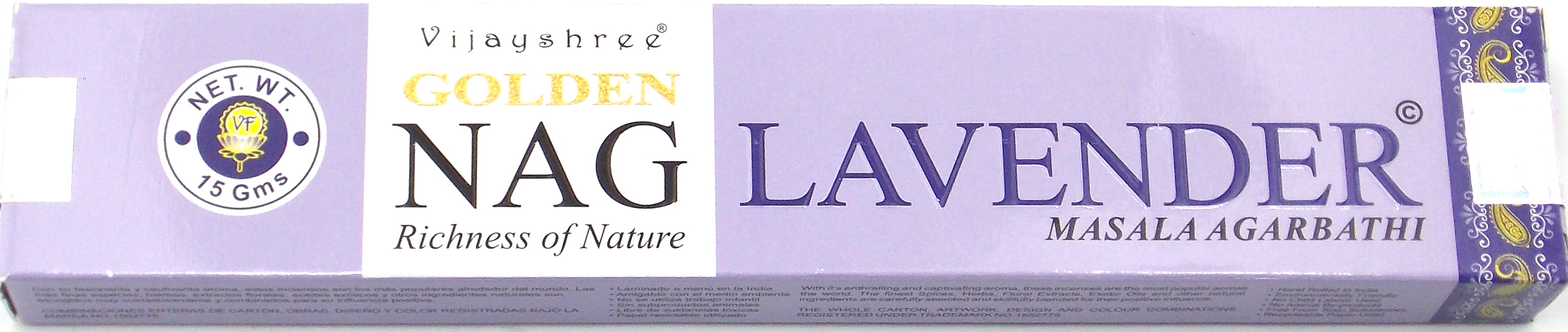 INCIENSO DE MARCA GOLDEN NAG FRAGANCIA LAVANDA