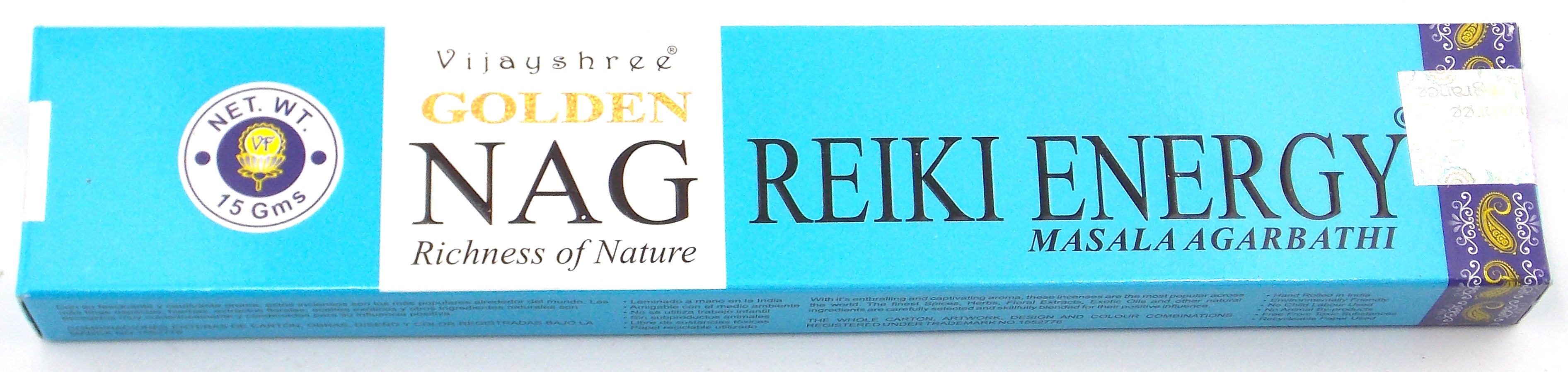INCIENSO DE MARCA VIJAYSHREE FRAGANCIA NAG REIKI ENERGY
