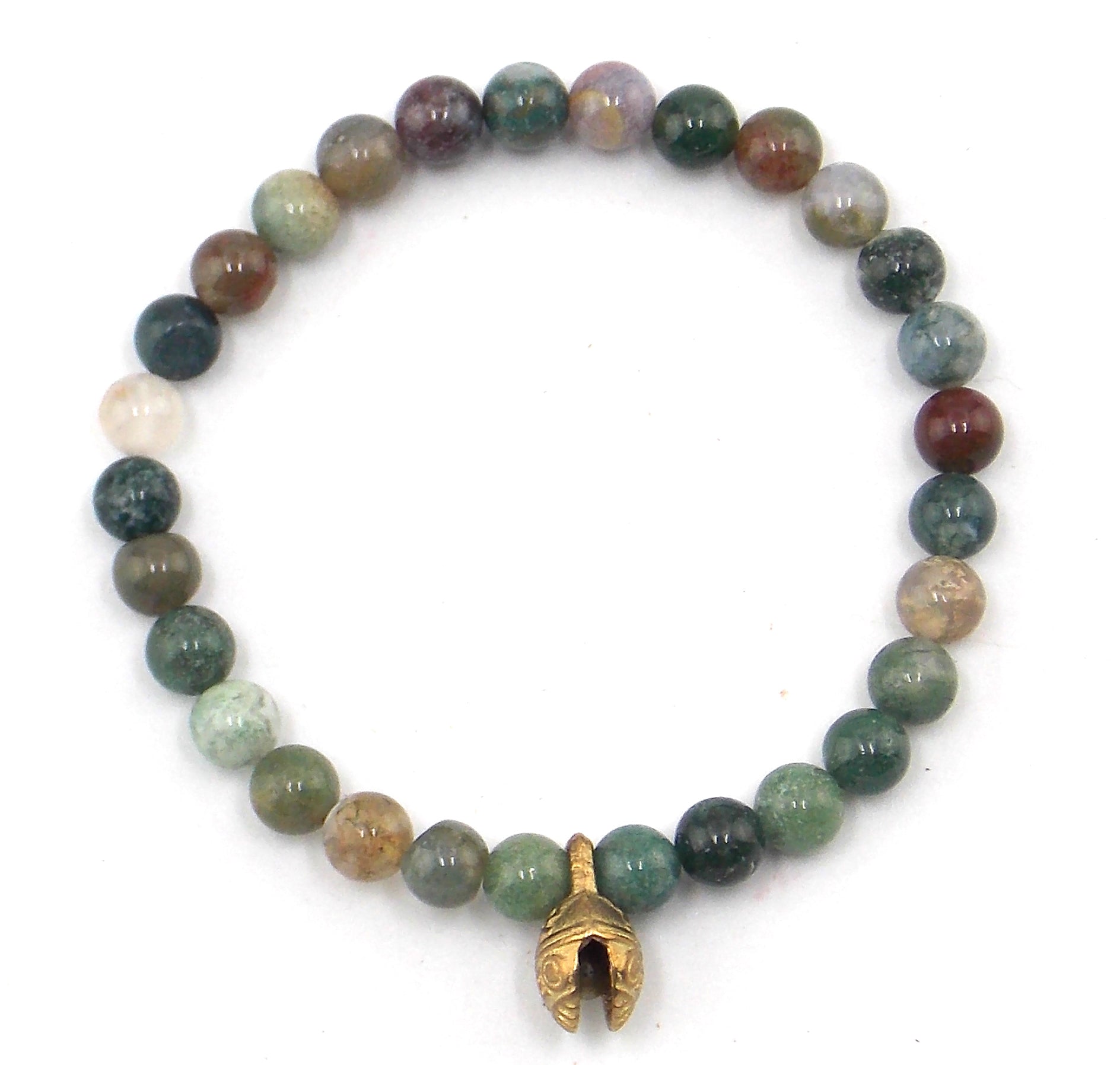 Pulsera de Ágata India de 6mm con cascabel