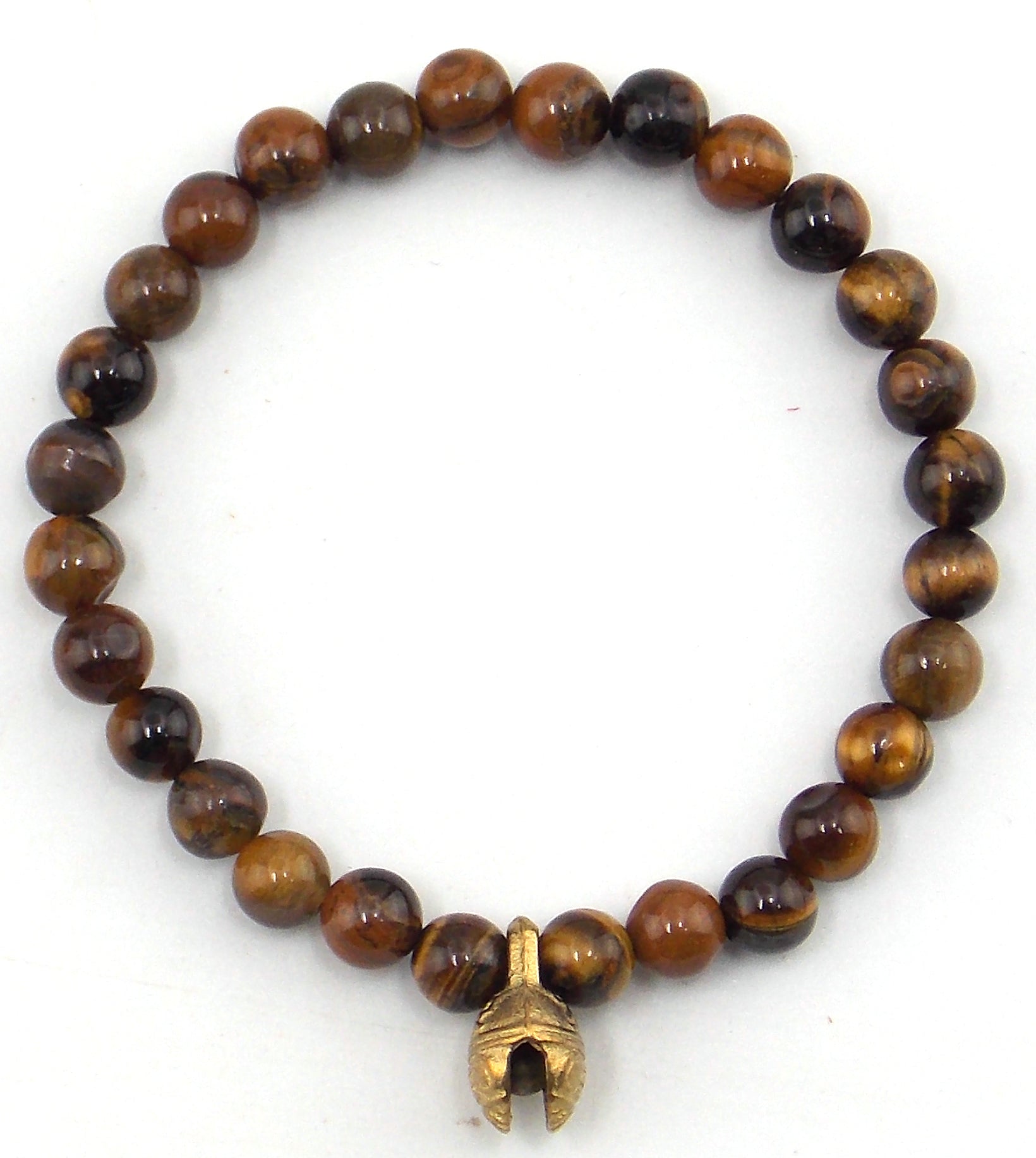 Pulsera de Ojo de tigre de 6mm con cascabel