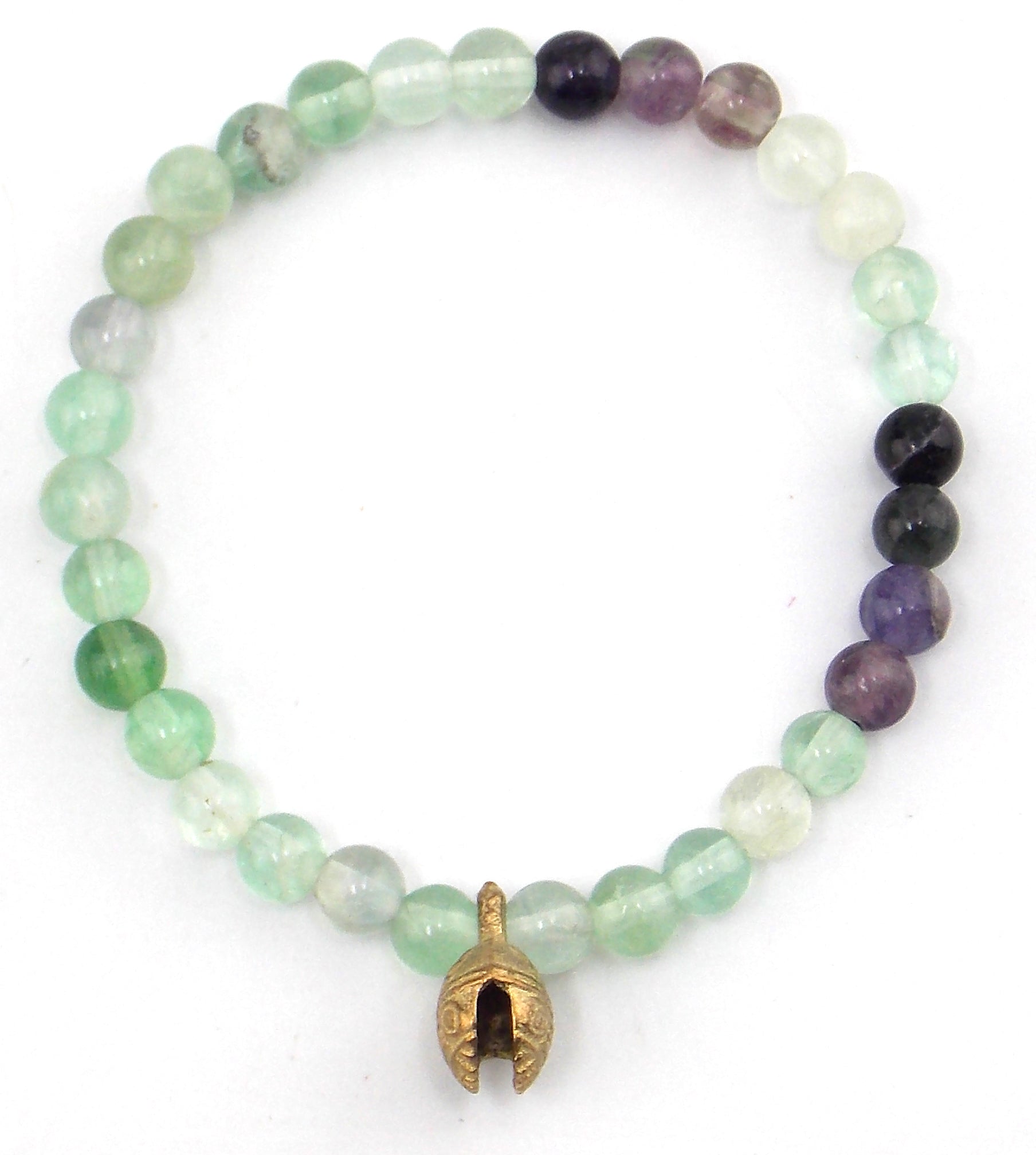Pulsera de Fluorita de 6mm con cascabel