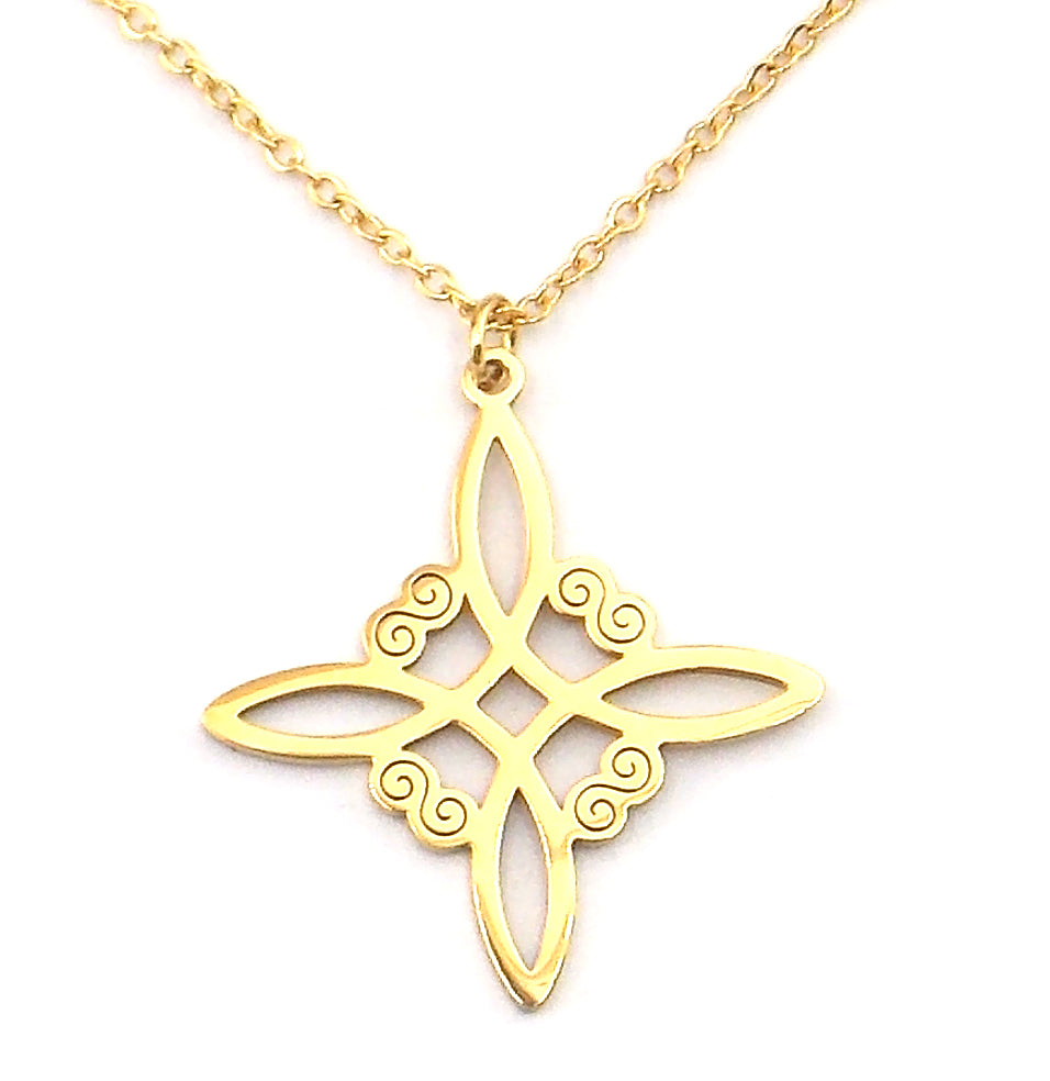 Colgante de Nudo de bruja de acero inoxidable dorado