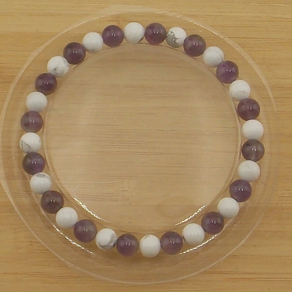 Pulsera insomnio (Howlite y Amatista) de 8mm
