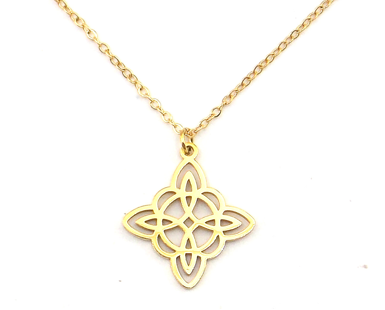 Colgante de Nudo de bruja de acero inoxidable dorado