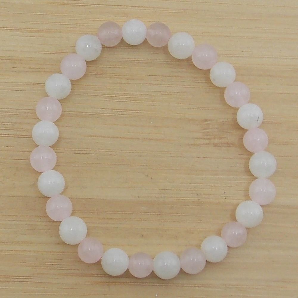 Pulsera fertilidad (Cuarzo rosa y Piedra luna) de 8mm