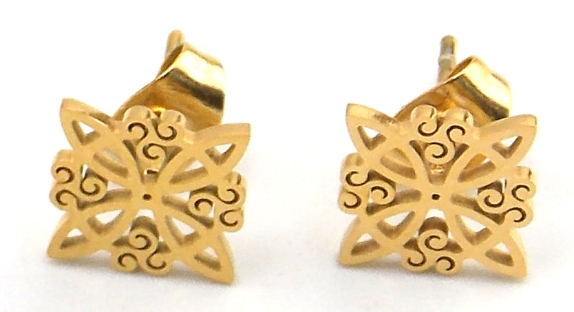 Pendiente de Nudo de bruja de acero inoxidable dorado