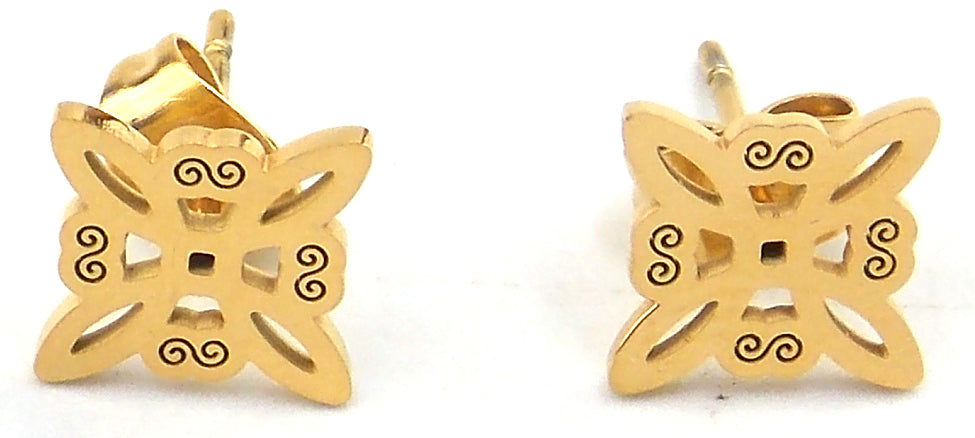 Pendiente de Nudo de bruja de acero inoxidable dorado