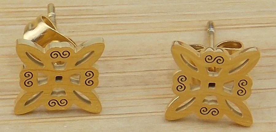 Pendiente de Nudo de bruja de acero inoxidable dorado