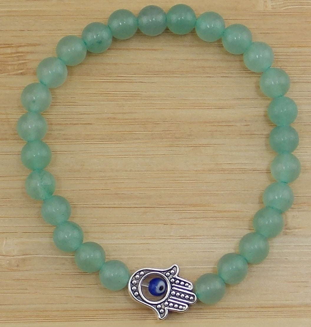 Pulsera de Aventurina de 6mm con mano de Fátima