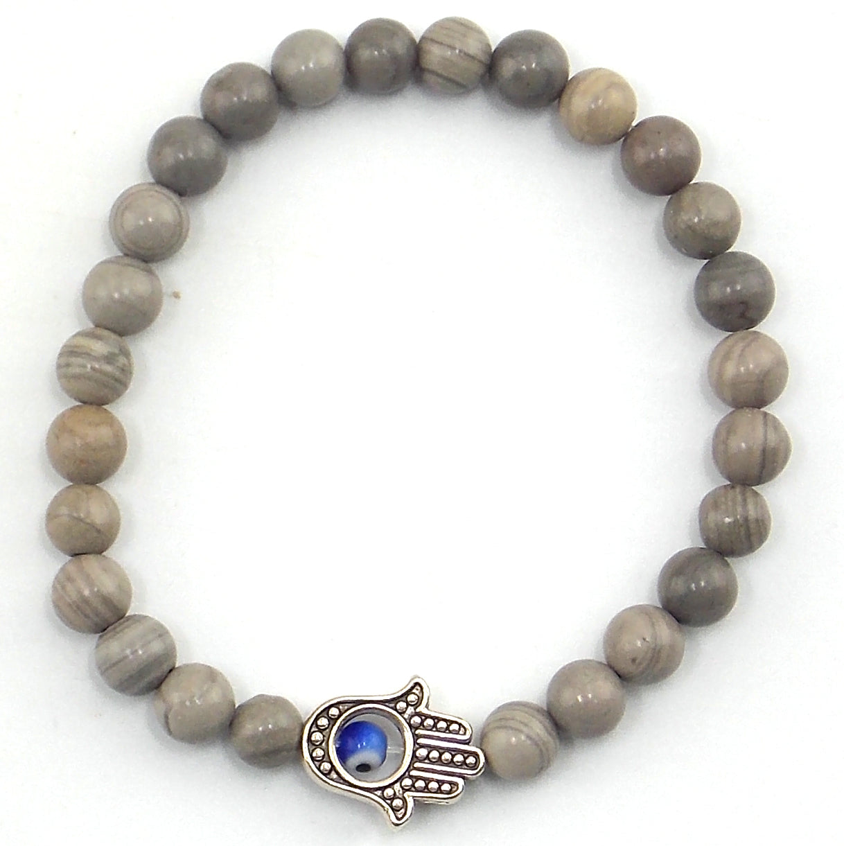 Pulsera de Jaspe de 6mm con mano de Fátima