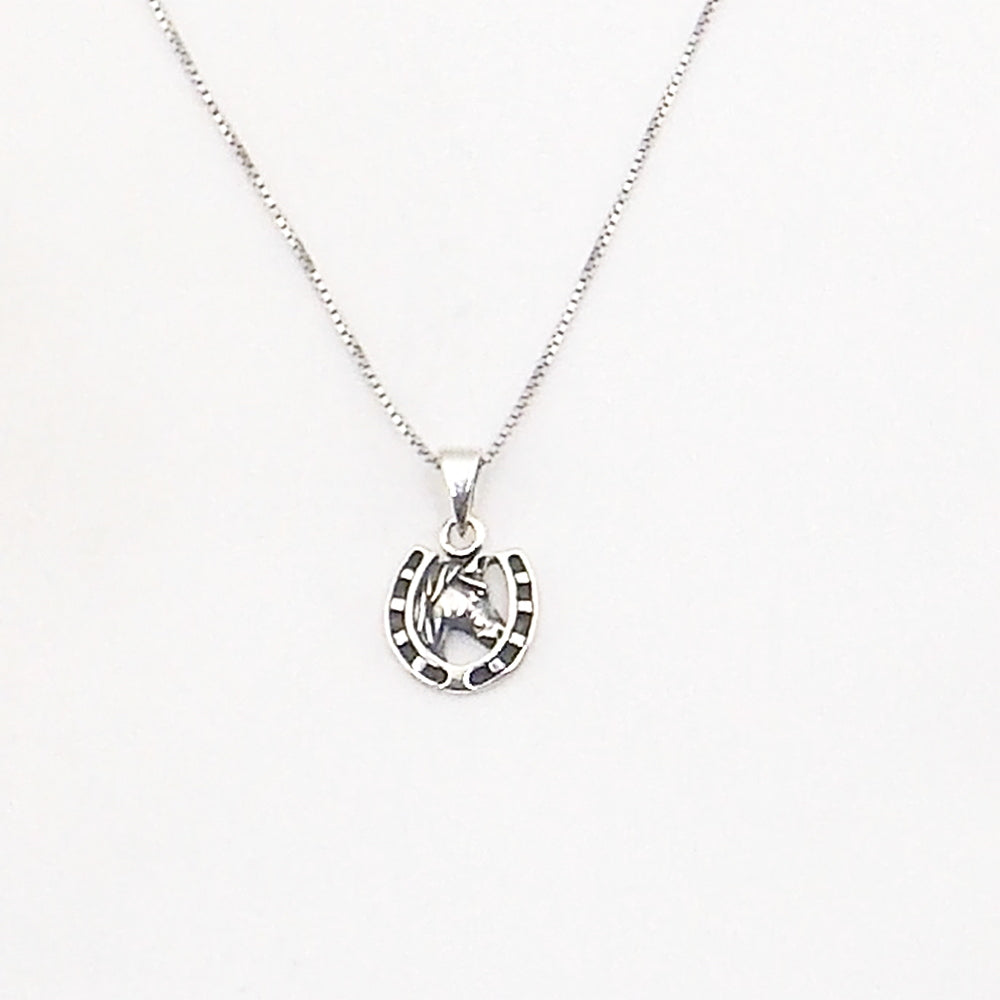 Colgante de plata de ley de herradura de 15x11mm aprox. Con cadena de 45cm