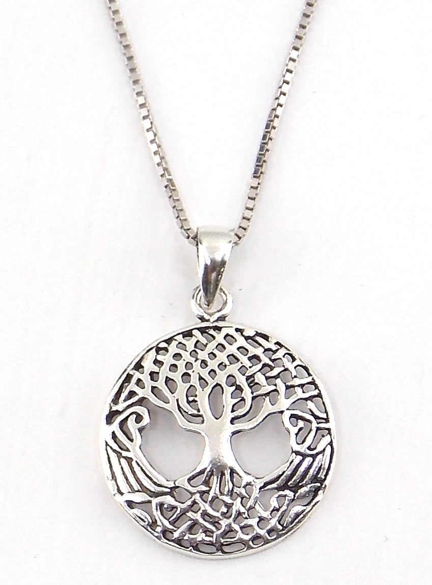 Colgante de plata de ley de árbol de la vida de 15mm aprox. con cadena de 45cm