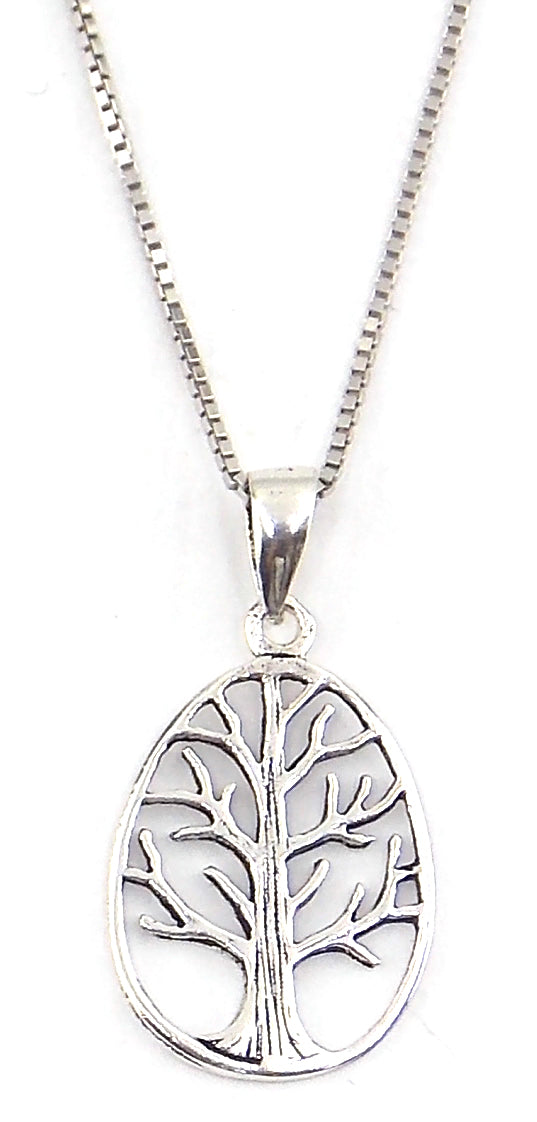 Colgante de plata de ley de árbol de la vida de 13x15mm aprox. con cadena de 45cm