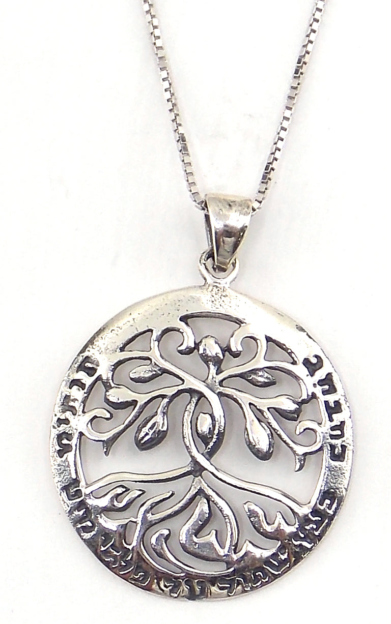 Colgante de plata de ley de árbol de la vida de 25mm aprox. con cadena de 45cm