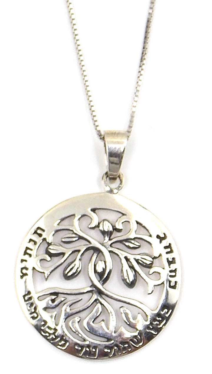 Colgante de plata de ley de árbol de la vida de 28mm aprox. con cadena de 45cm