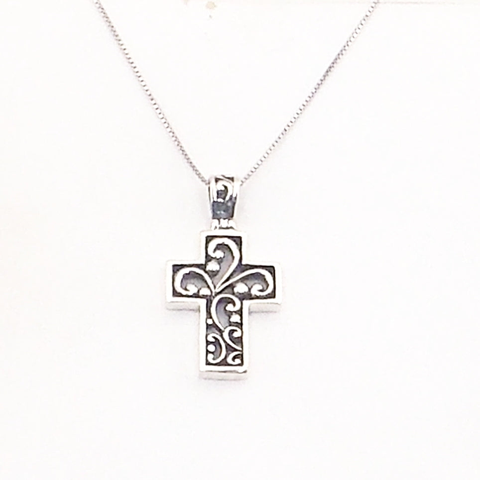 Colgante de plata de ley de cruz de 30x20mm aprox. Con cadena de 45cm