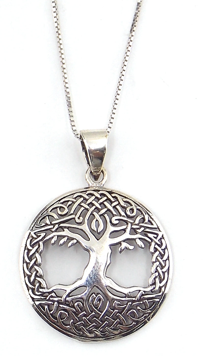 Colgante de plata de ley de árbol de la vida de 27mm aprox. con cadena de 45cm
