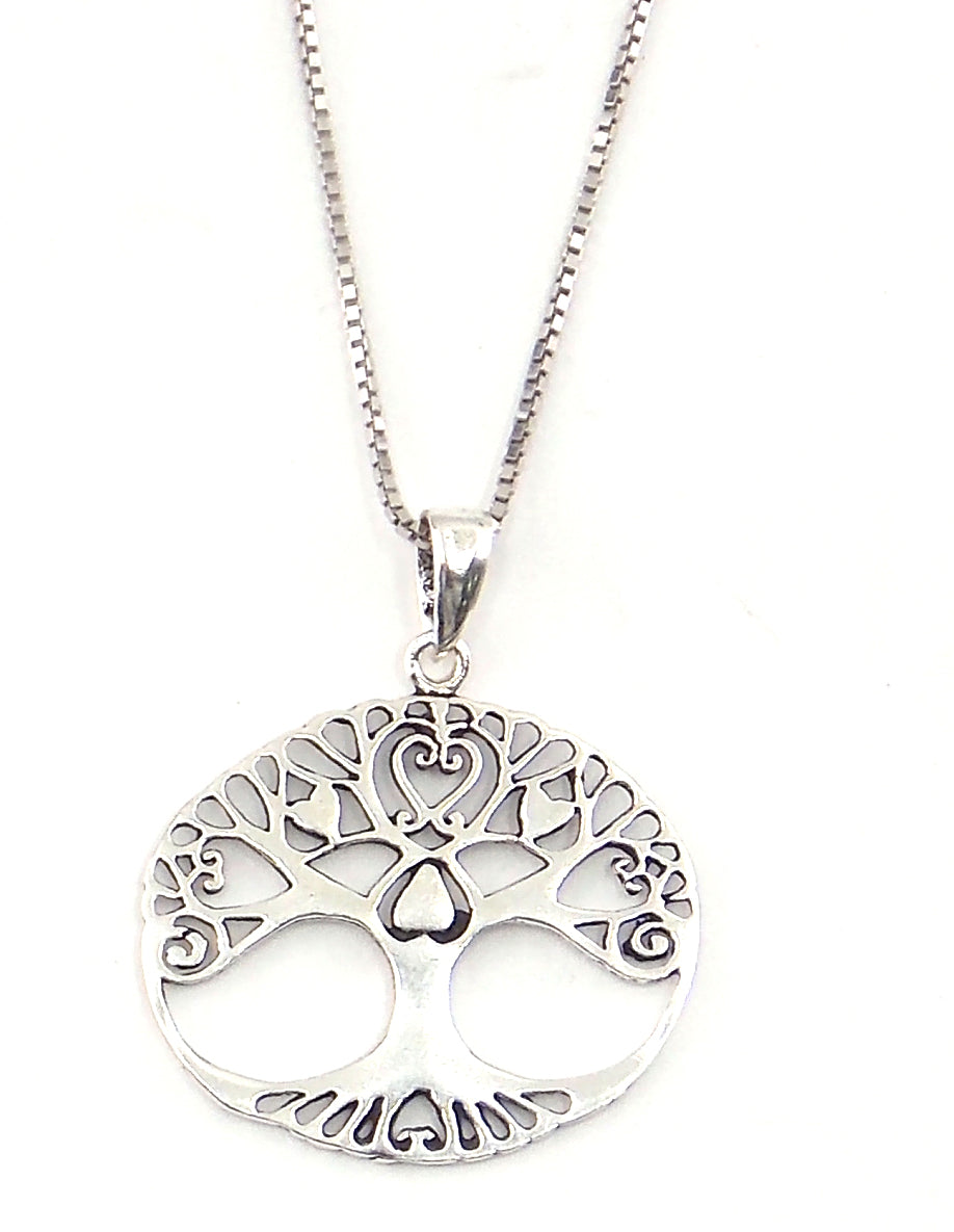 Colgante de plata de ley de árbol de la vida de 22mm aprox. con cadena de 45cm