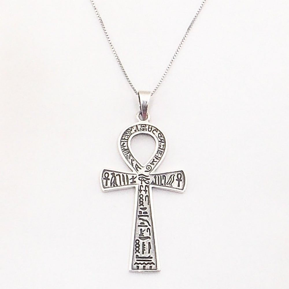 Colgante de de plata de ley de Ankh de 53x28mm aprox. Con cadena de 45cm