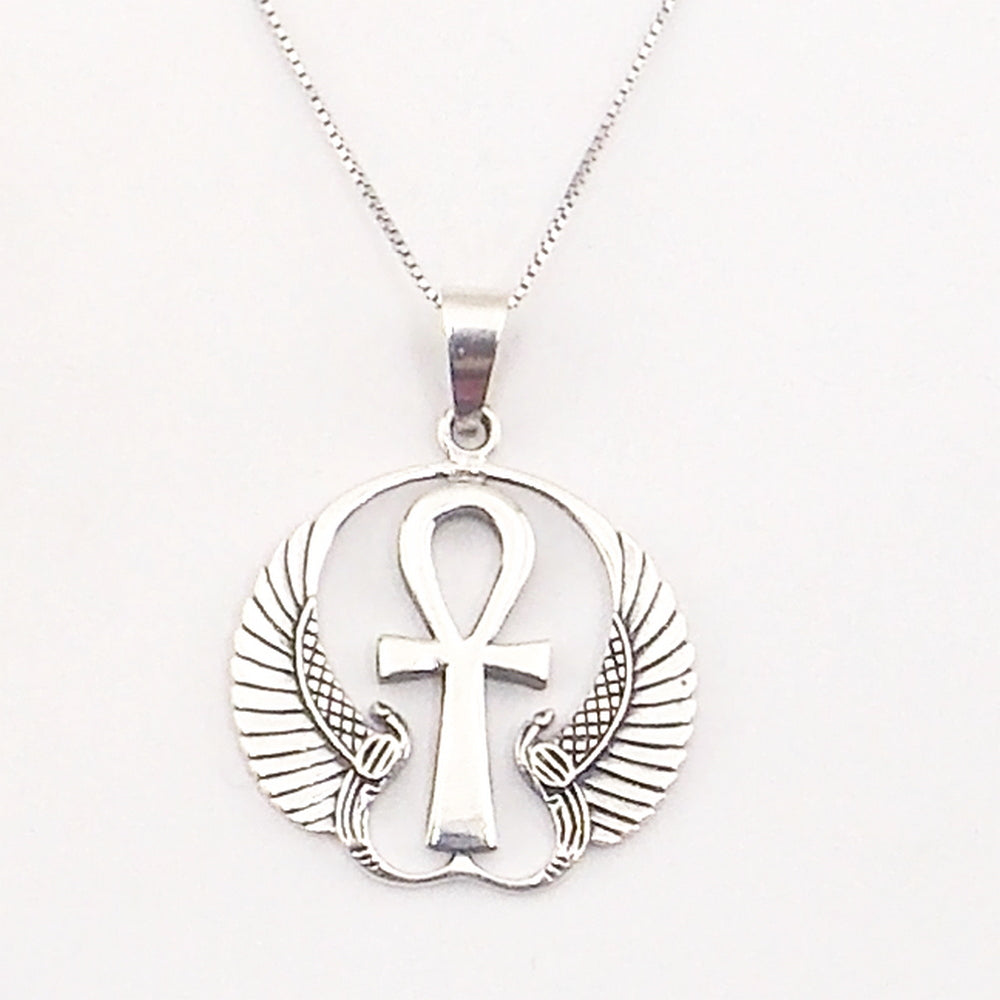 Colgante de de plata de ley de Ankh de 30mm aprox. Con cadena de 45cm