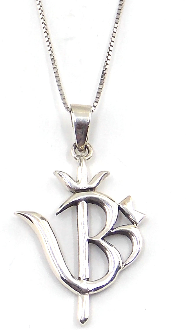 Colgante de plata de ley de Om de 35x24mm aprox. con cadena de 45cm