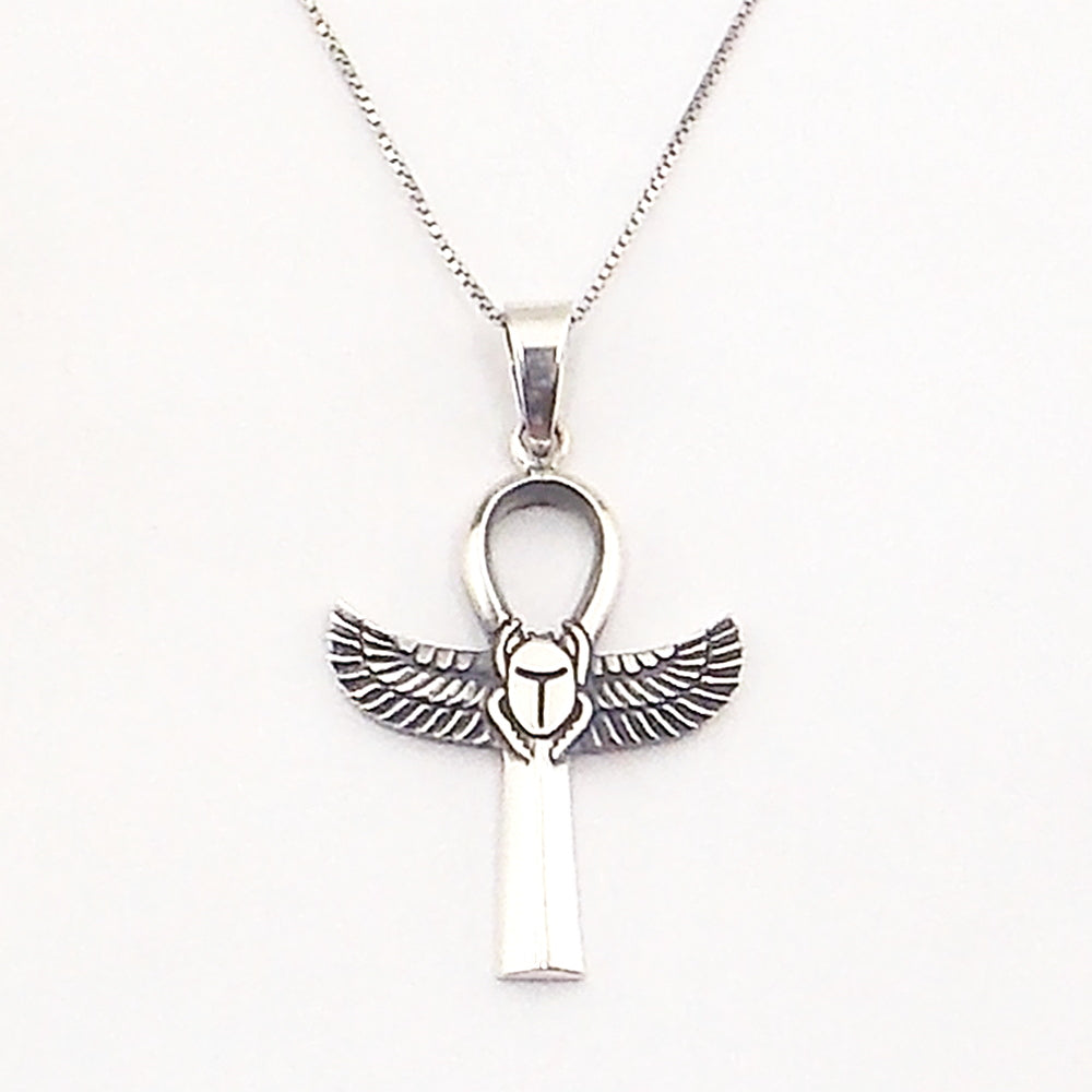 Colgante de de plata de ley de Ankh de 38x37mm aprox. Con cadena de 45cm