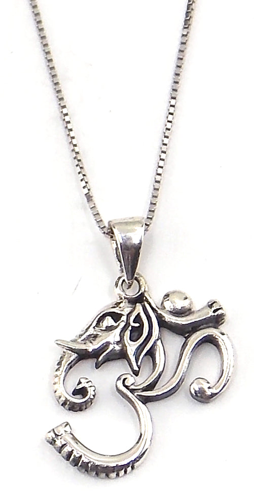 Colgante de plata de ley de Om de 23x19mm aprox. con cadena de 45cm