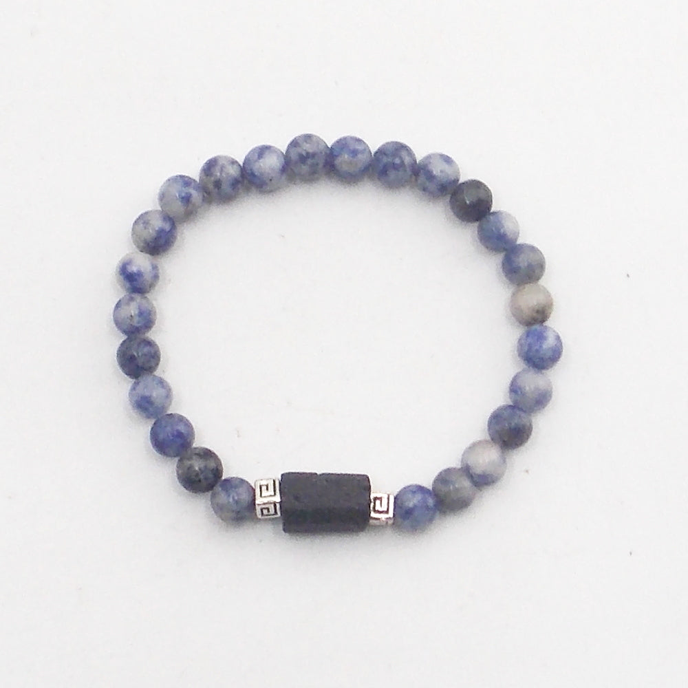 Pulsera de piedra natural de Sodalita de 6mm con Turmalina