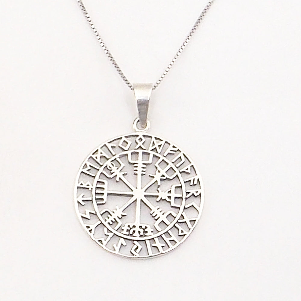 Colgante de plata de ley de Vegvisir de 30mm aprox. Con cadena de 45cm