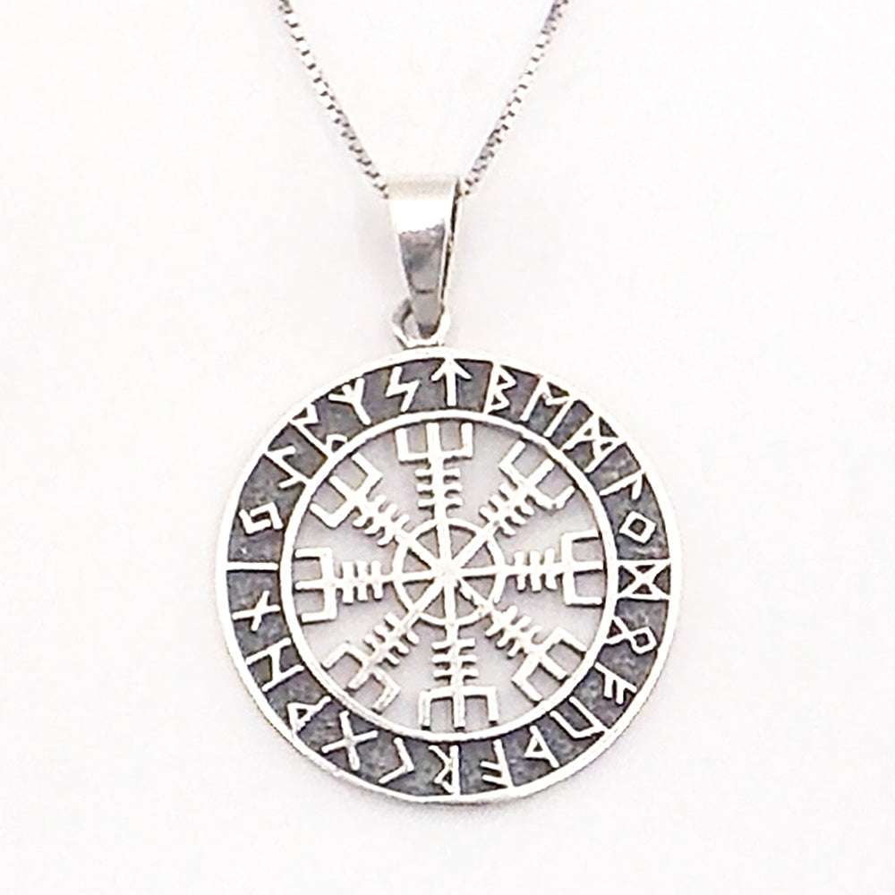 Colgante de plata de ley de Vegvisir de 30mm aprox. Con cadena de 45cm