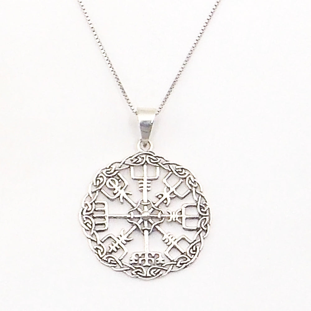 Colgante de plata de ley de Vegvisir de 30mm aprox. Con cadena de 45cm