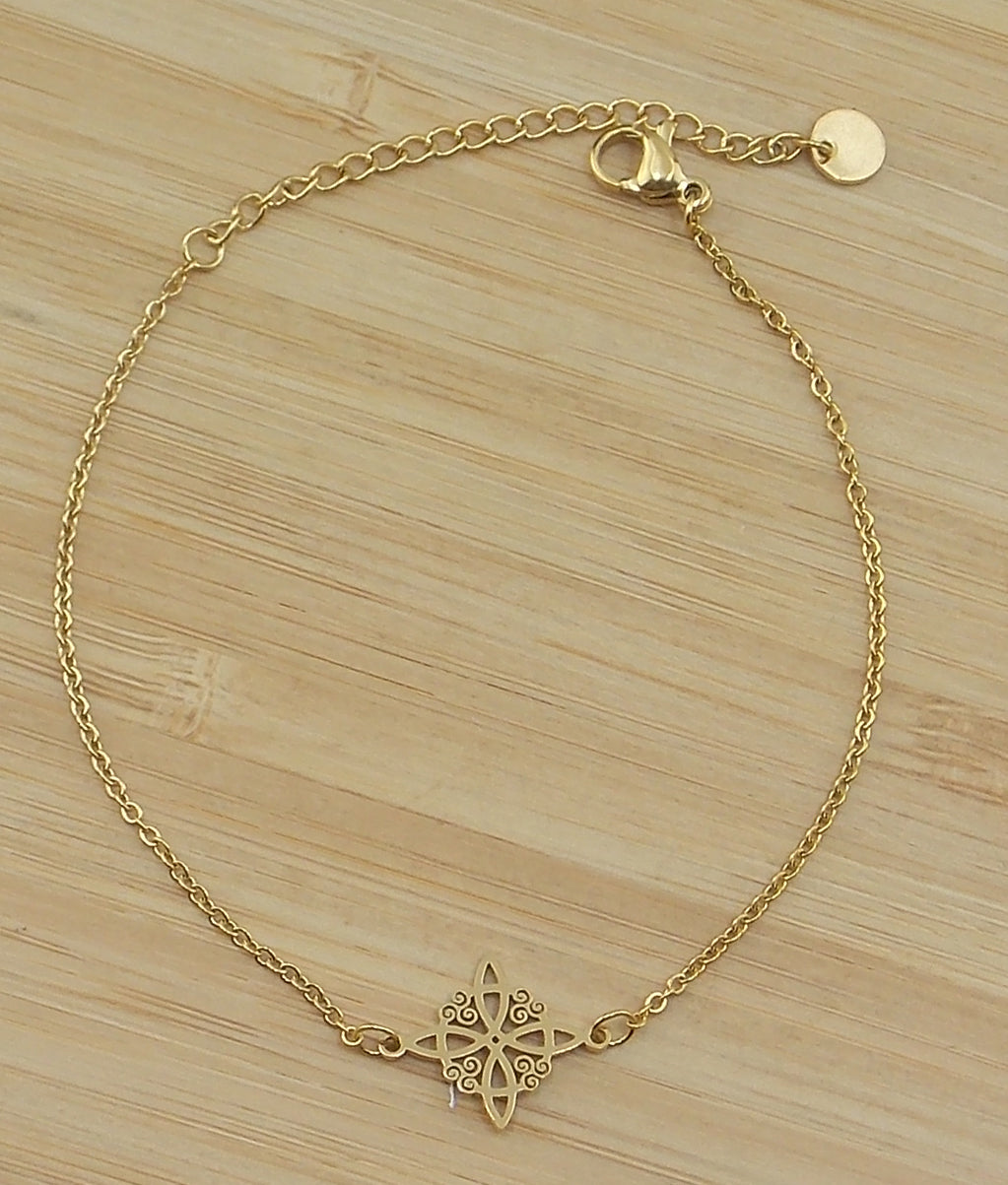 Pulsera de Nudo de bruja de acero inoxidable dorado