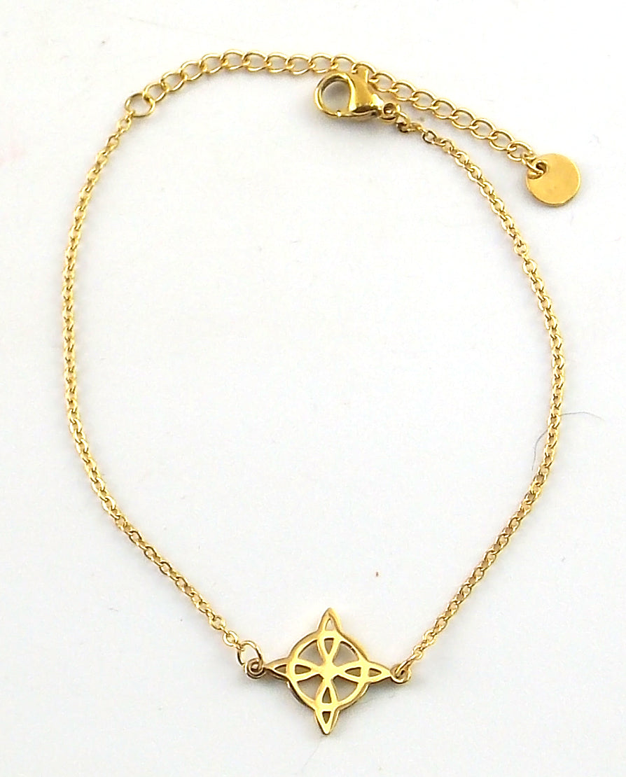 Pulsera de Nudo de bruja de acero inoxidable dorado