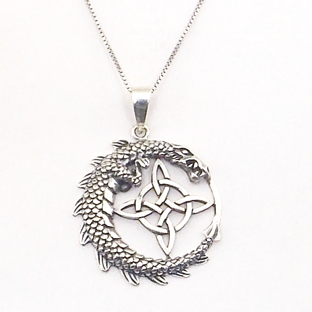 Colgante de plata de ley de Nudo de bruja de 30mm aprox. Con cadena de 45cm