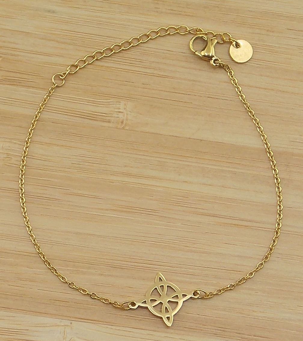 Pulsera de Nudo de bruja de acero inoxidable dorado