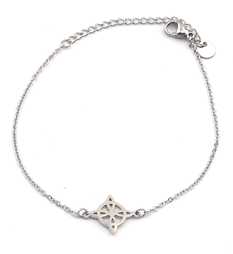 Pulsera de Nudo de bruja de acero inoxidable plateado