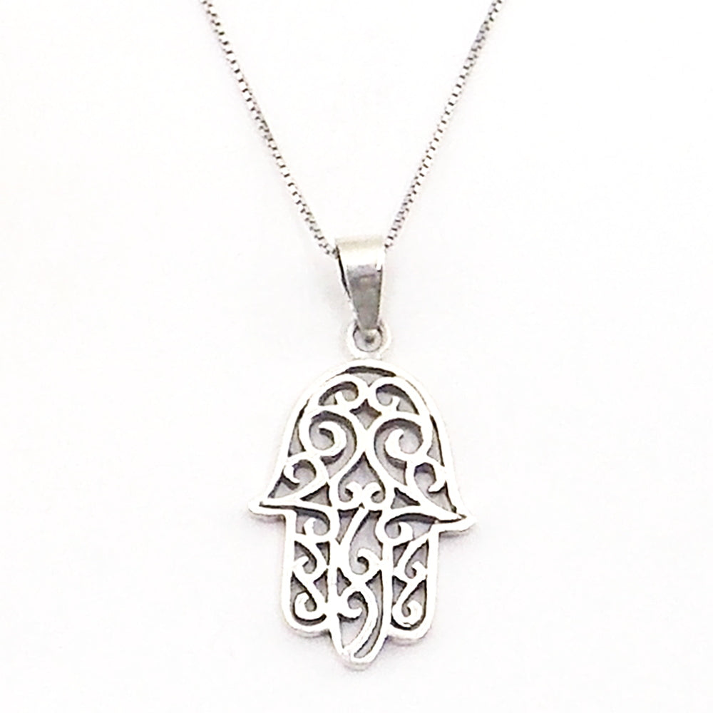 Colgante de plata de ley de Mano de Fatima de 30x20mm aprox. Con cadena de 45cm